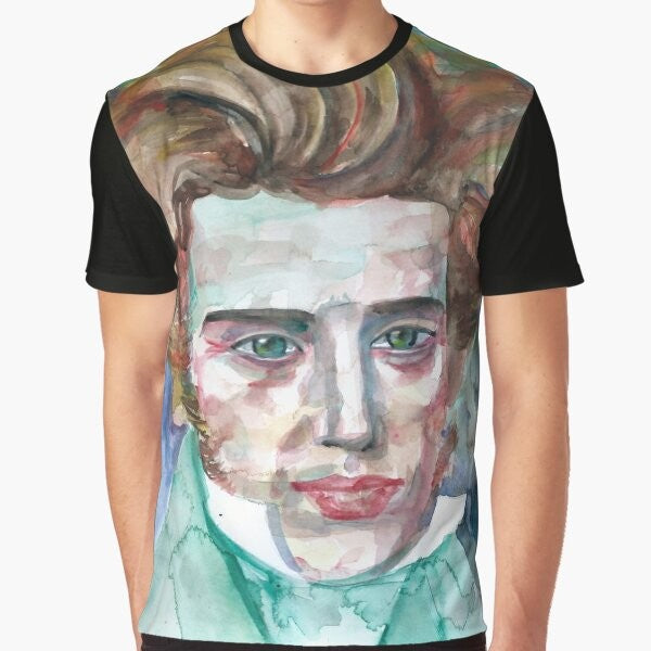 Soren Kierkegaard watercolor portrait graphic t-shirt