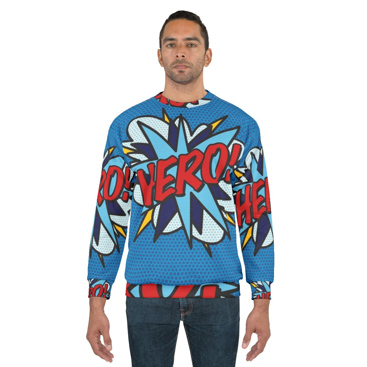 Retro hero comic book pop art sweatshirt - men