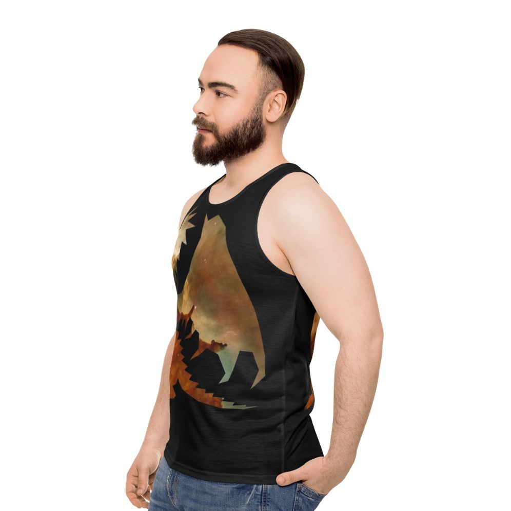 Mystic cosmic dragon legendary animal watercolor galaxy tank top - men side