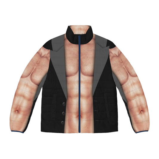 Puffer jacket with six pack abs design for men