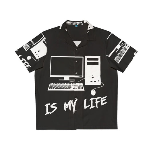 Computer Is My Life Hawaiian Shirt featuring a vibrant Hawaiian design for tech enthusiasts