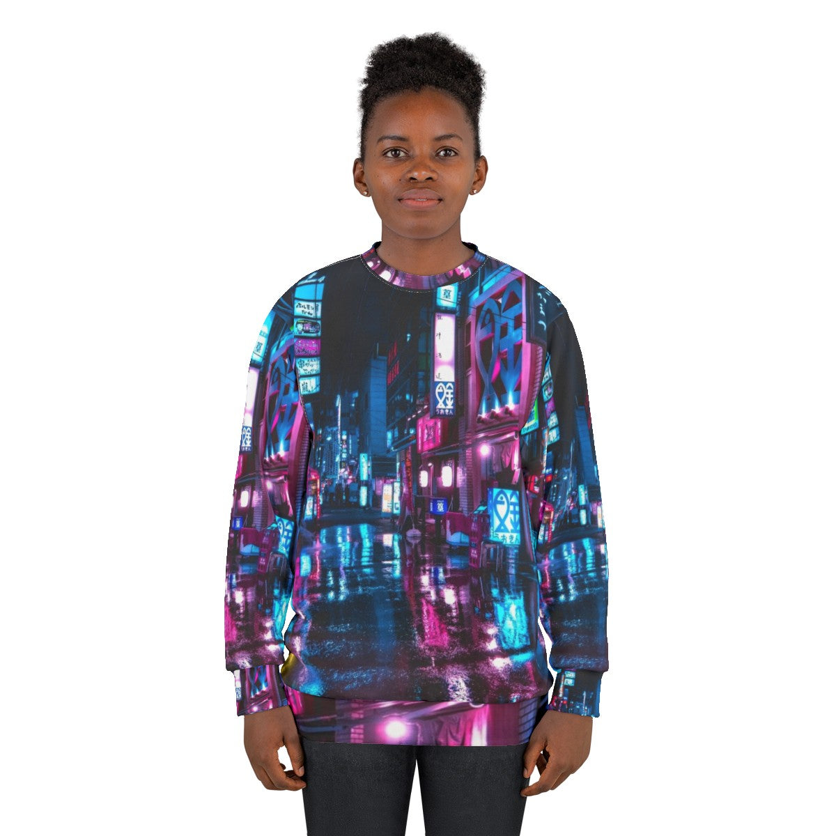 Tokyo Shimbashi Cyberpunk Neon Sweatshirt - women