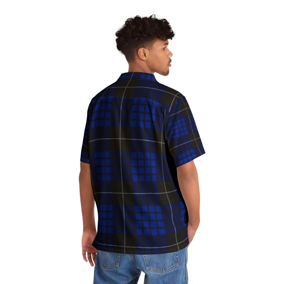 Blue and Black Tartan Plaid Hawaiian Shirt - People Back