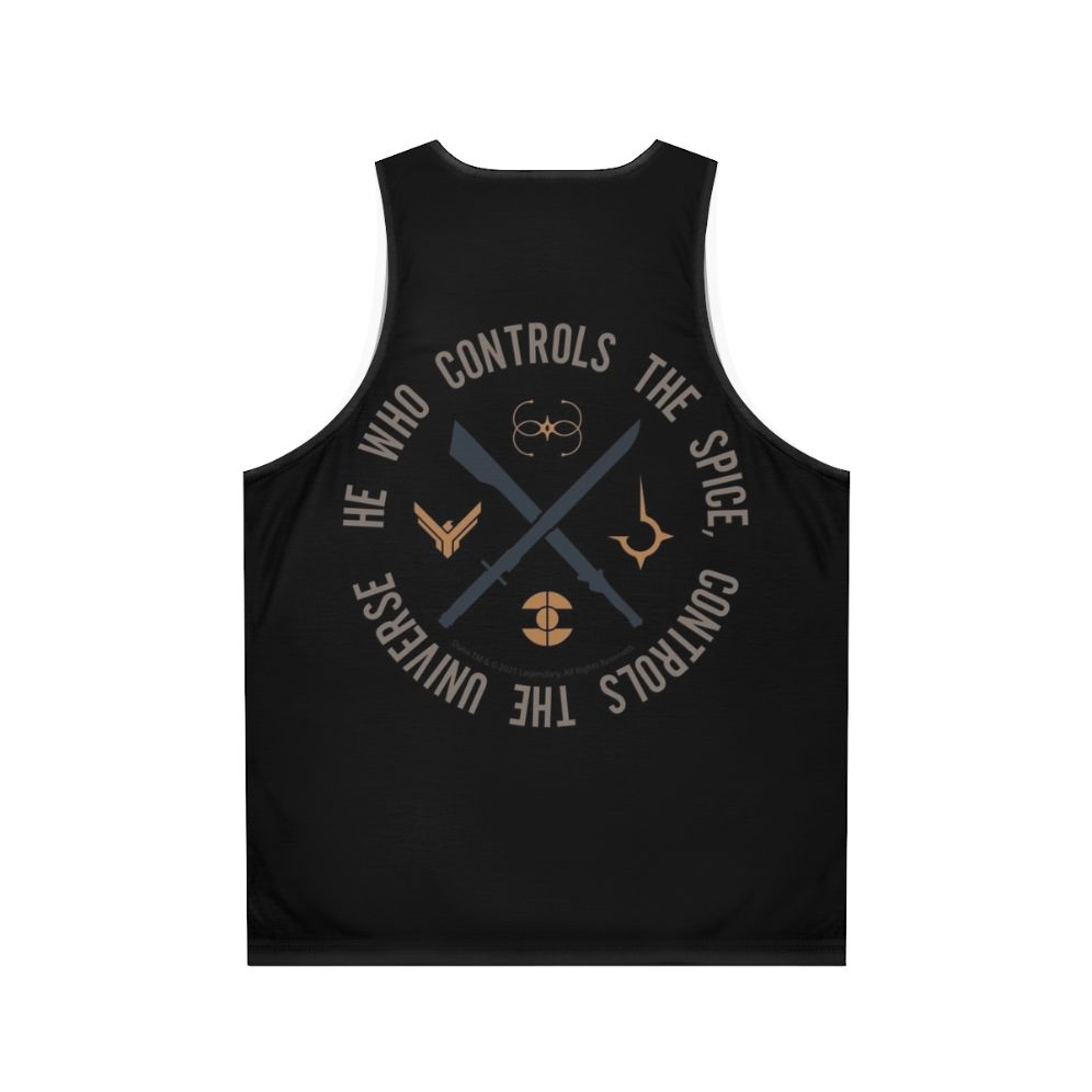 Dune "Who Controls The Spice" Unisex Tank Top - Back