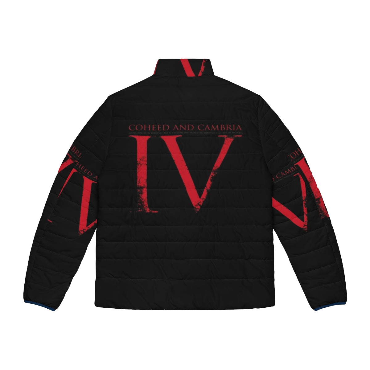 Coheed and Cambria IV Puffer Jacket featuring the band's iconic album artwork - Back