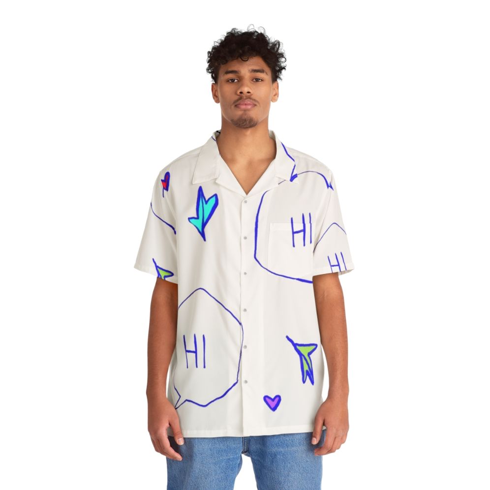 Heartstopper Hi Quote Hawaiian Shirt for LGBT Friendship - People Front