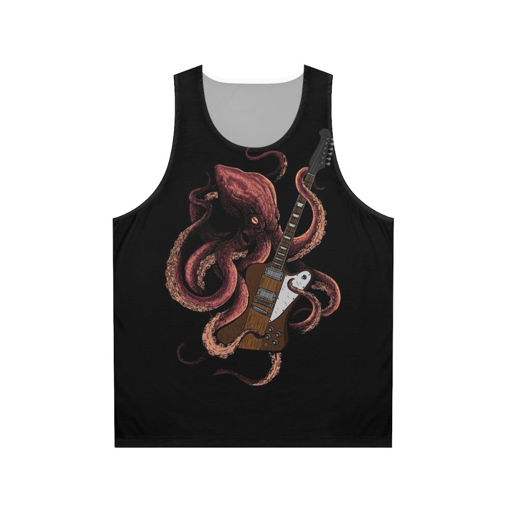 Octopus playing electric guitar, musician tank top