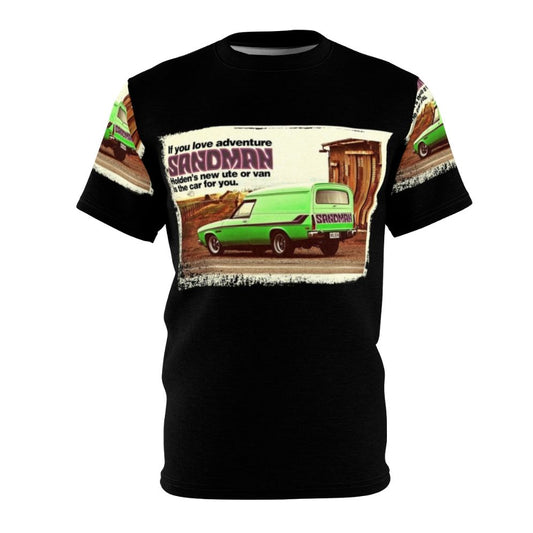 A stylized, watercolor-inspired t-shirt design featuring the iconic Holden Sandman panel van