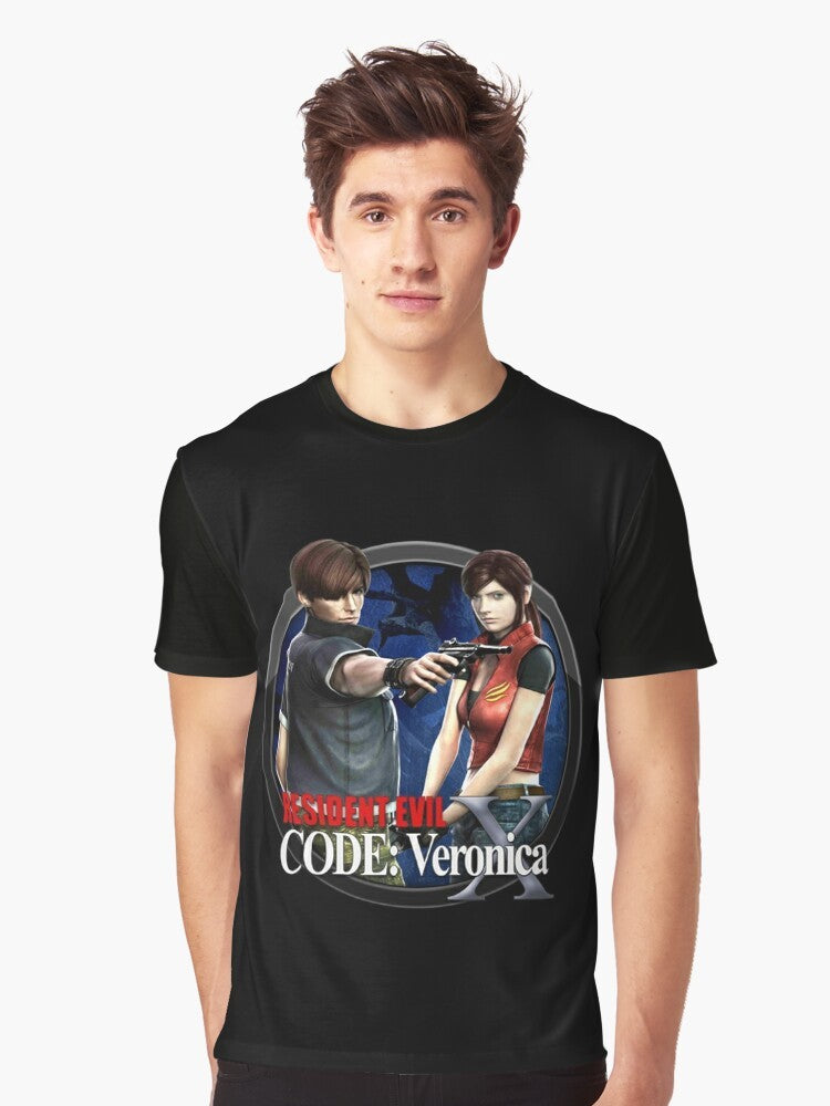 Resident Evil: CODE Veronica X graphic t-shirt featuring Claire Redfield, a classic survival horror video game character - Men