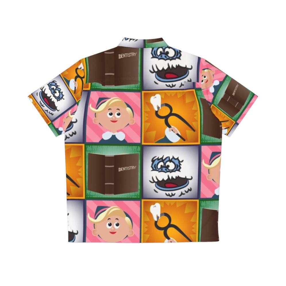 Hermey Squares Hawaiian Shirt with Elf Christmas Holiday Print - Back