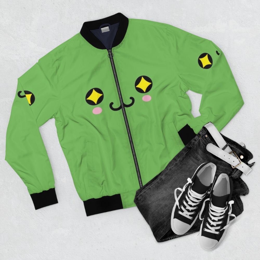 Maplestory Slime Buddy Bomber Jacket with cute slime design - Flat lay