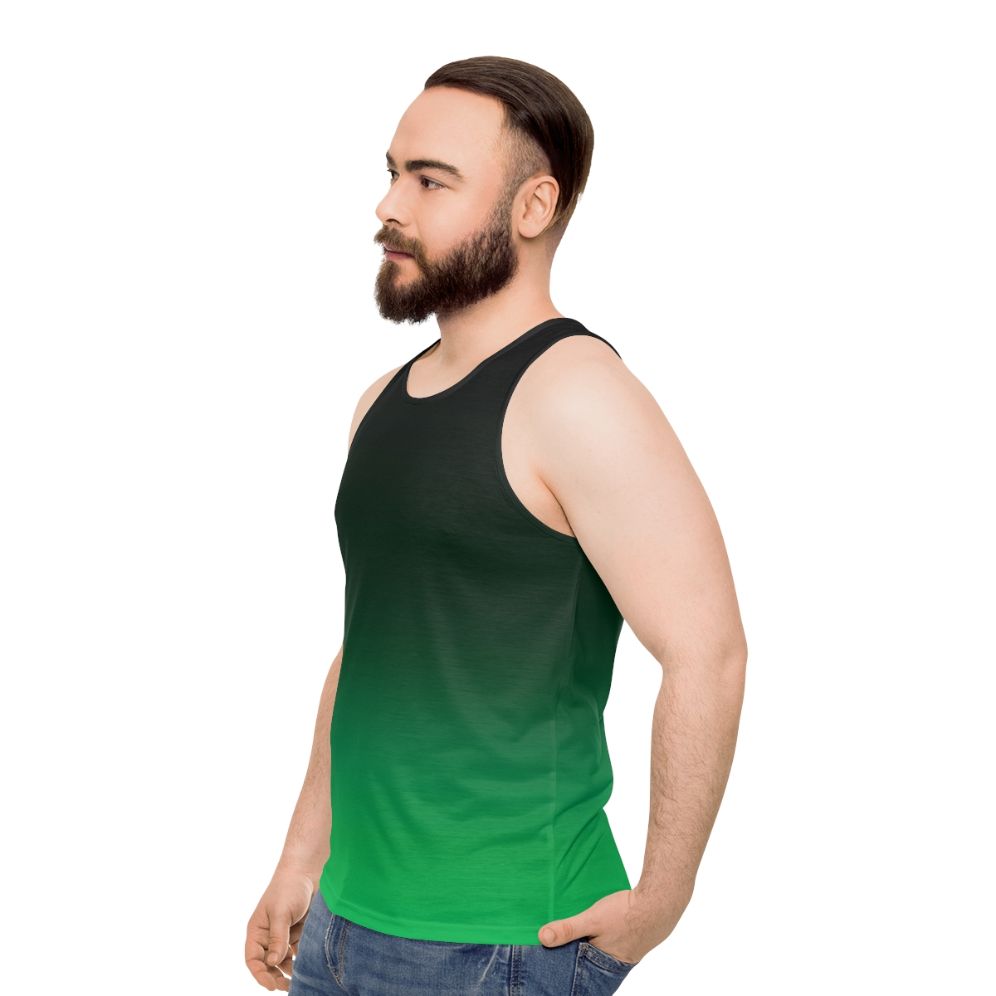 Ombre green minimalist unisex tank top - men side