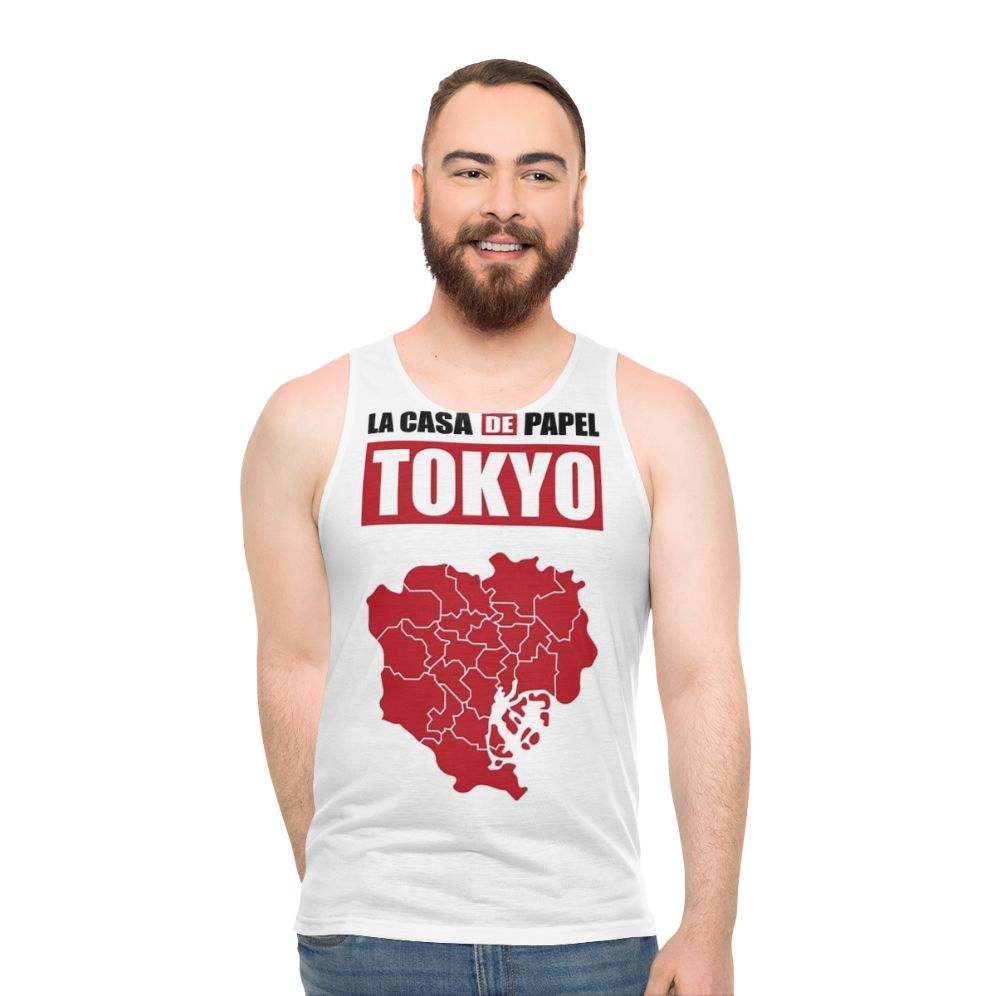 Money Heist Inspired Tokyo Paper House Design Unisex Tank Top - men