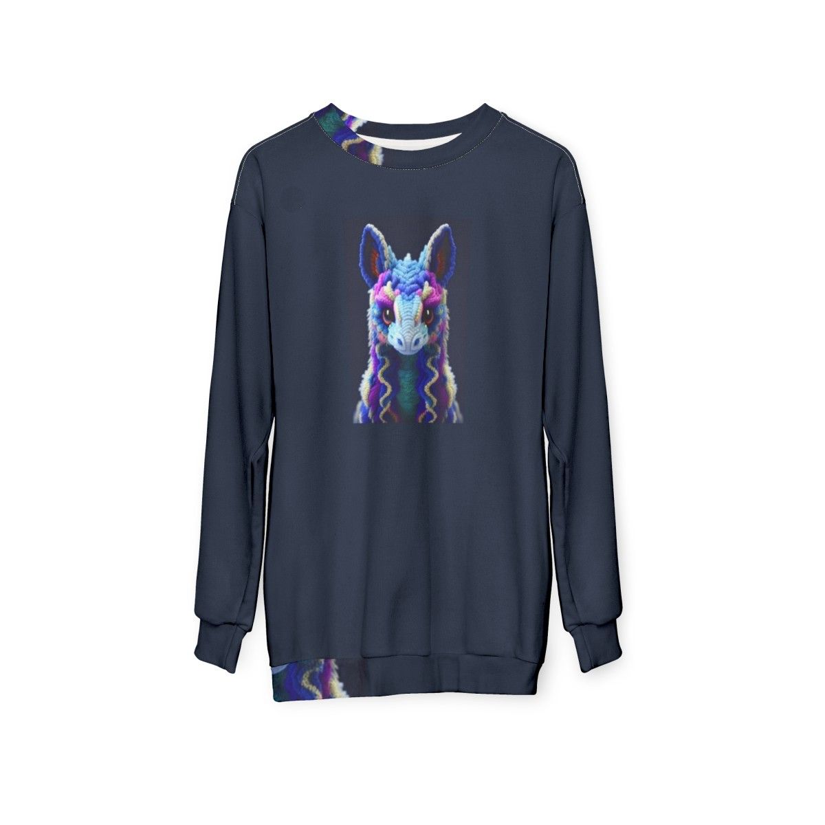 Mythical creature sweatshirt with vibrant fantasy design - hanging