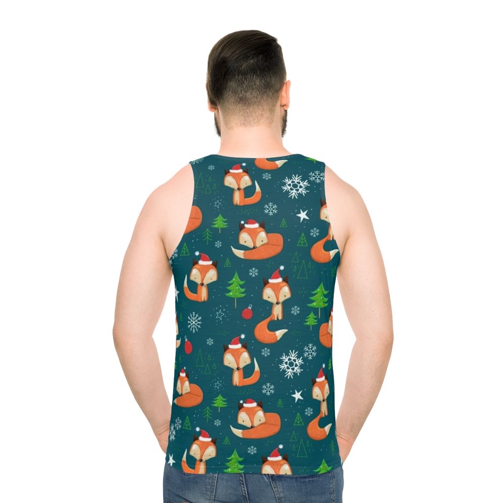 Cozy Winter Fox Christmas Holiday Unisex Tank Top - men back