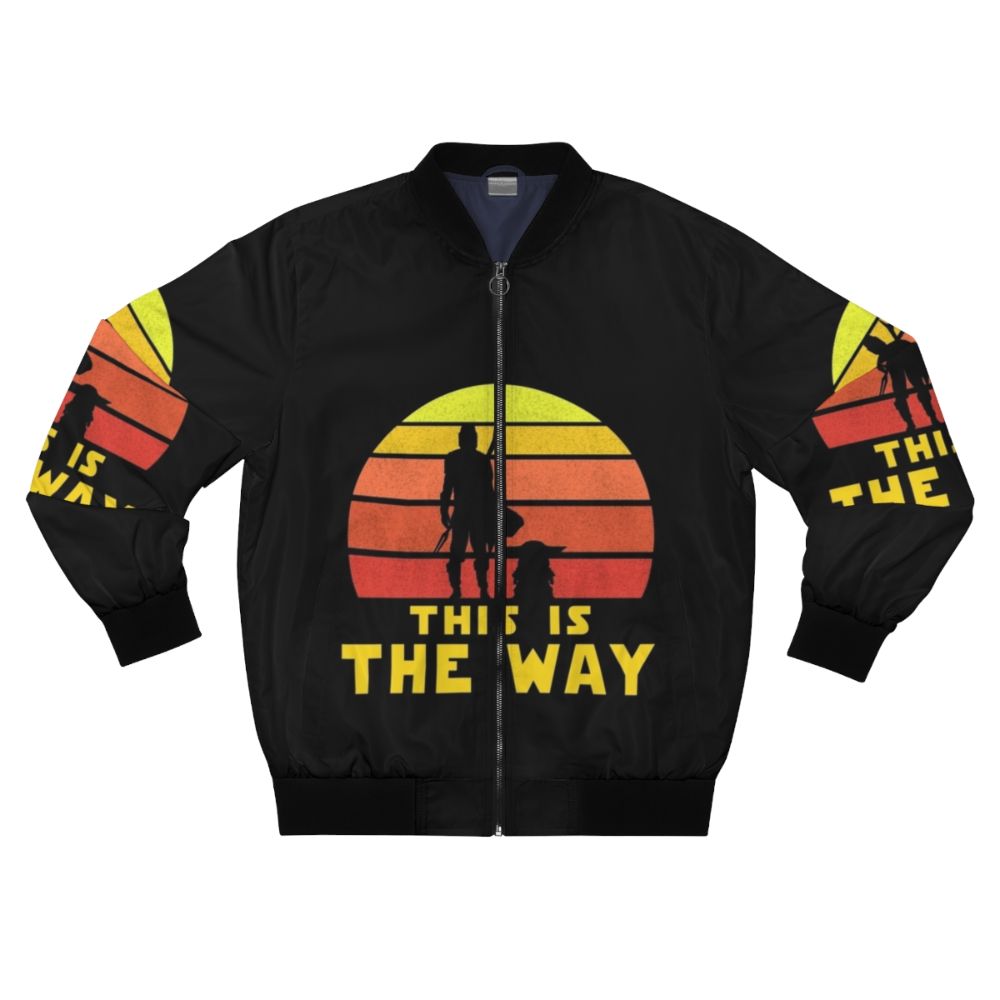 Mandalorian Retro Bomber Jacket with Baby Yoda, Boba Fett, and Beskar Elements