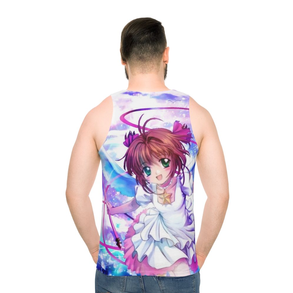 Sakura Themed Unisex Anime Tank Top - men back