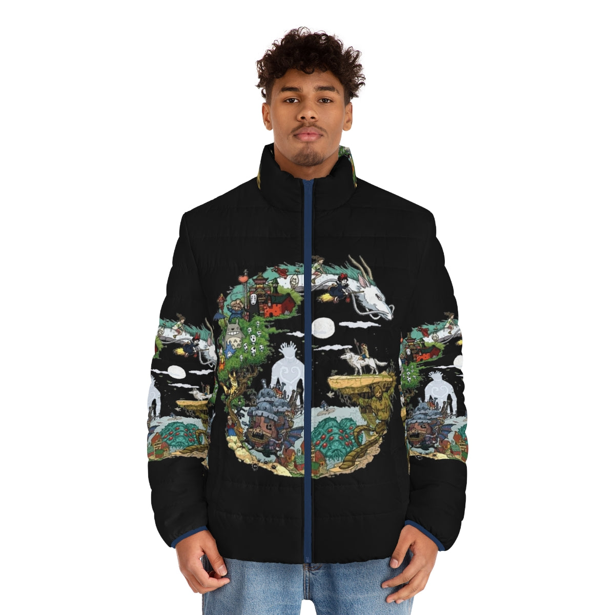 Asiom Puffer Jacket featuring Studio Ghibli inspired anime design - men front