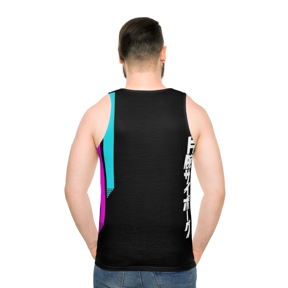 Retro 80s vaporwave aesthetic unisex tank top - men back