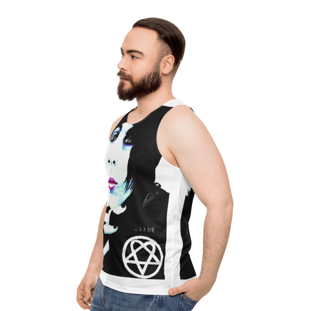 Him Ville Valo Portrait Unisex Tank Top - men side