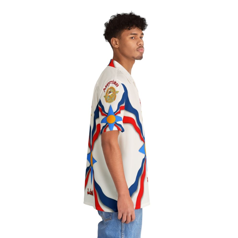 Assyrian Flag Hawaiian Shirt with Traditional Mesopotamian Design - People Pight