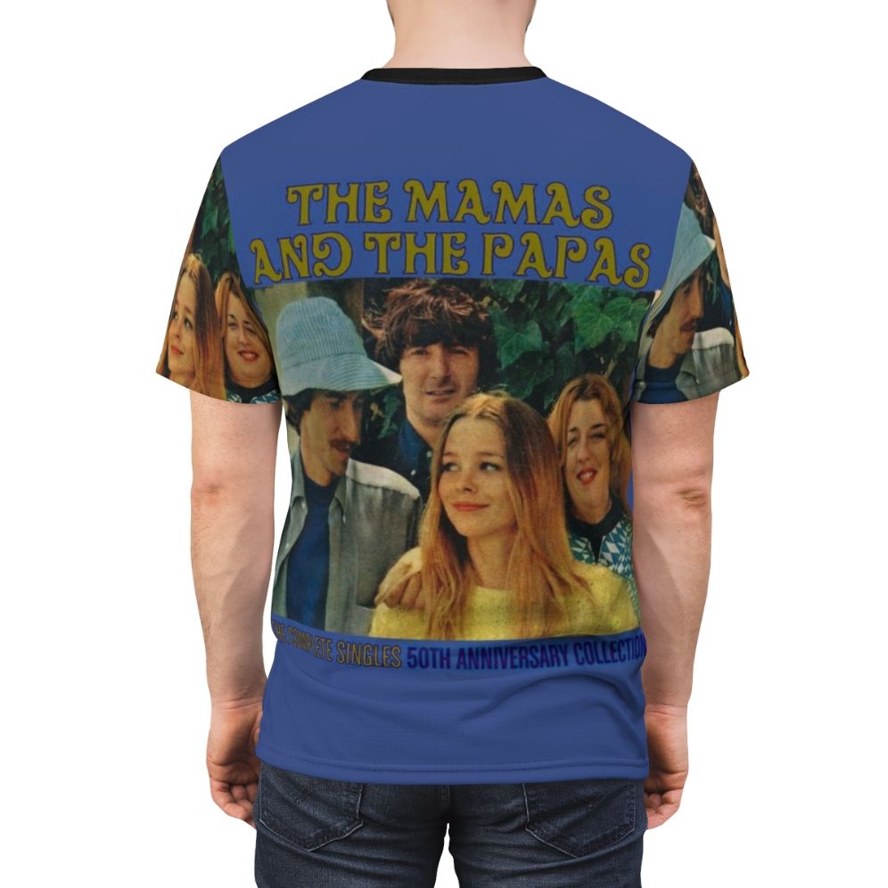 Vintage-inspired 1960s music t-shirt with a psychedelic design featuring The Mamas and The Papas band logo - men back