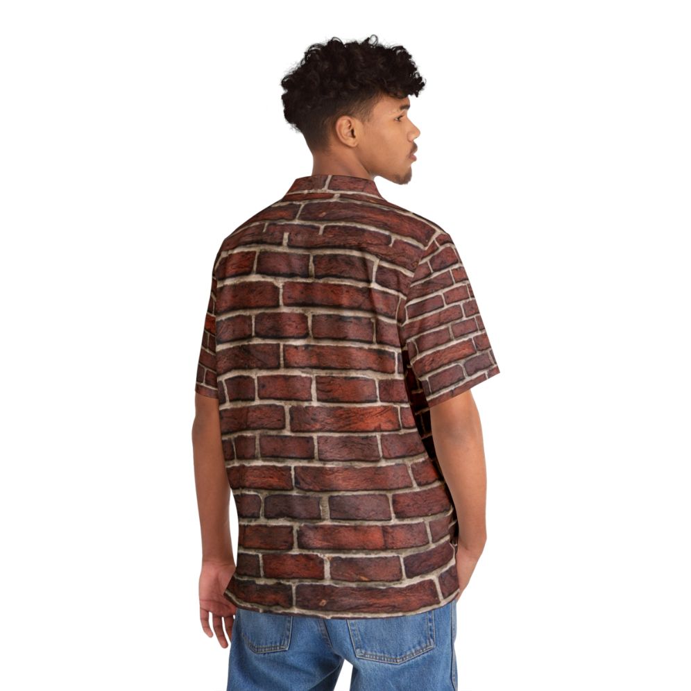 Brick Wall Hawaiian Shirt with Grunge Textured Pattern - People Back