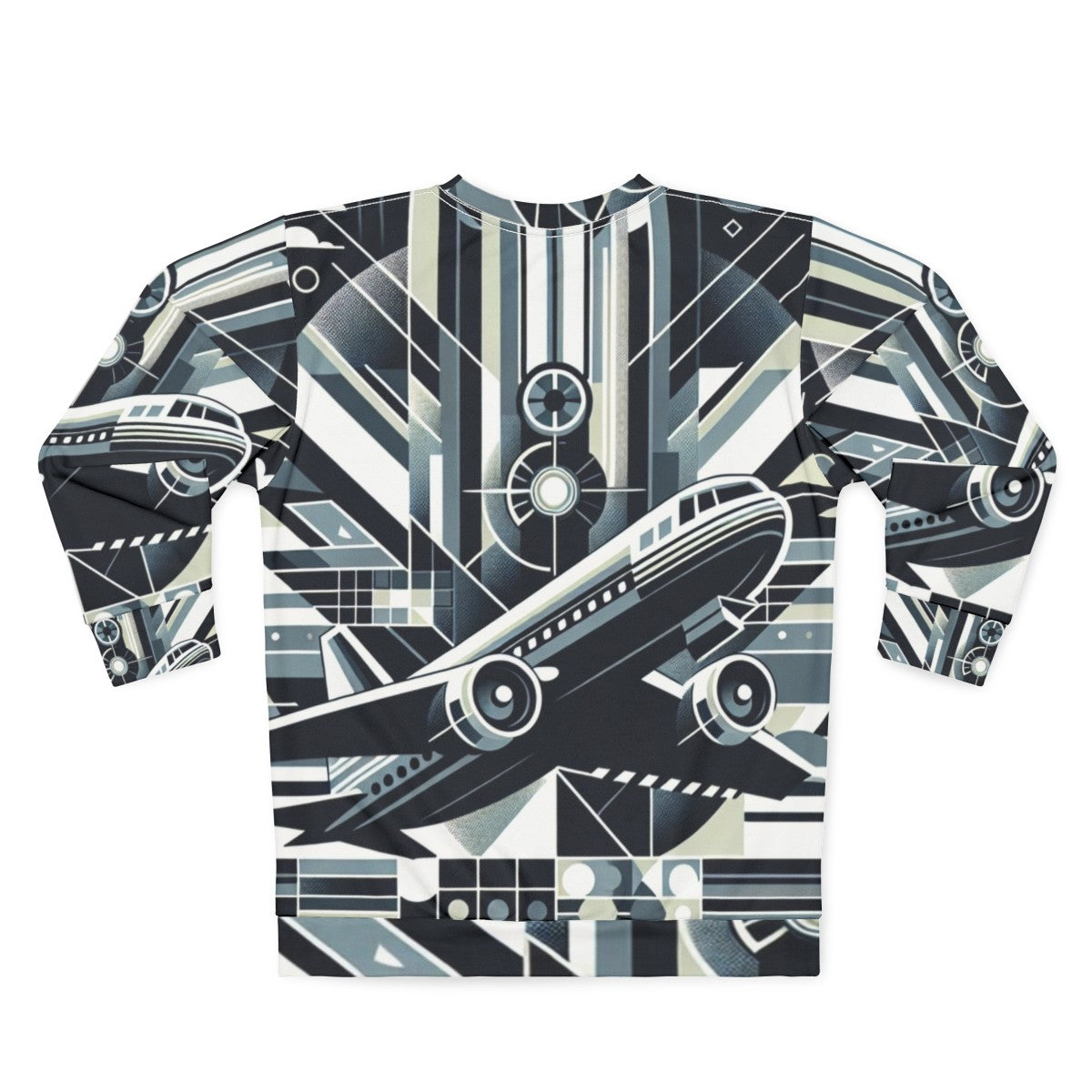 Skyward bound sweatshirt with aviation inspired abstract technology design - Back