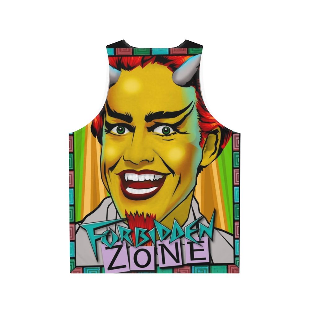 Unisex tank top with Forbidden Zone pop culture fanart design - Back