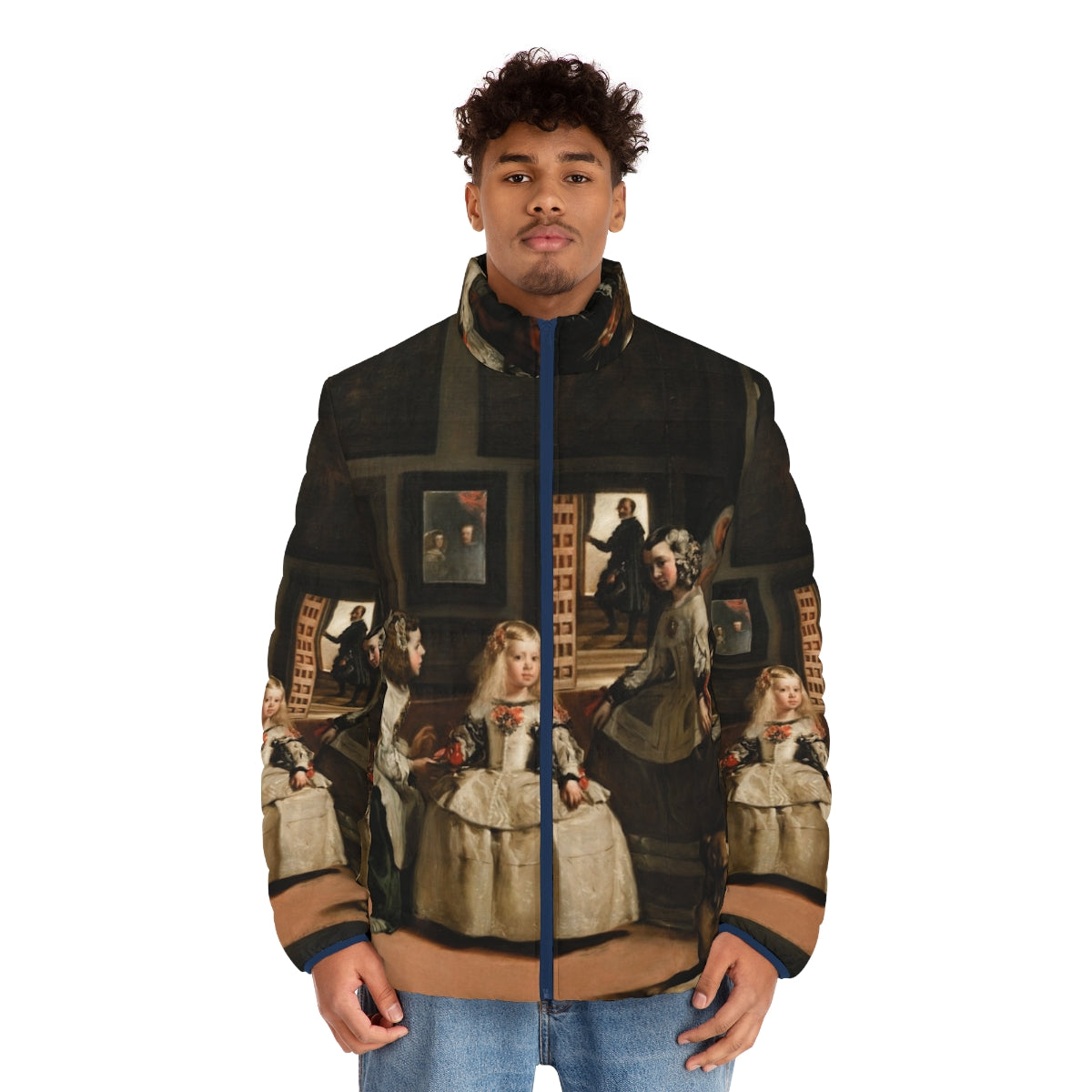 Las Meninas by Diego Velazquez baroque art reproduction puffer jacket - men front