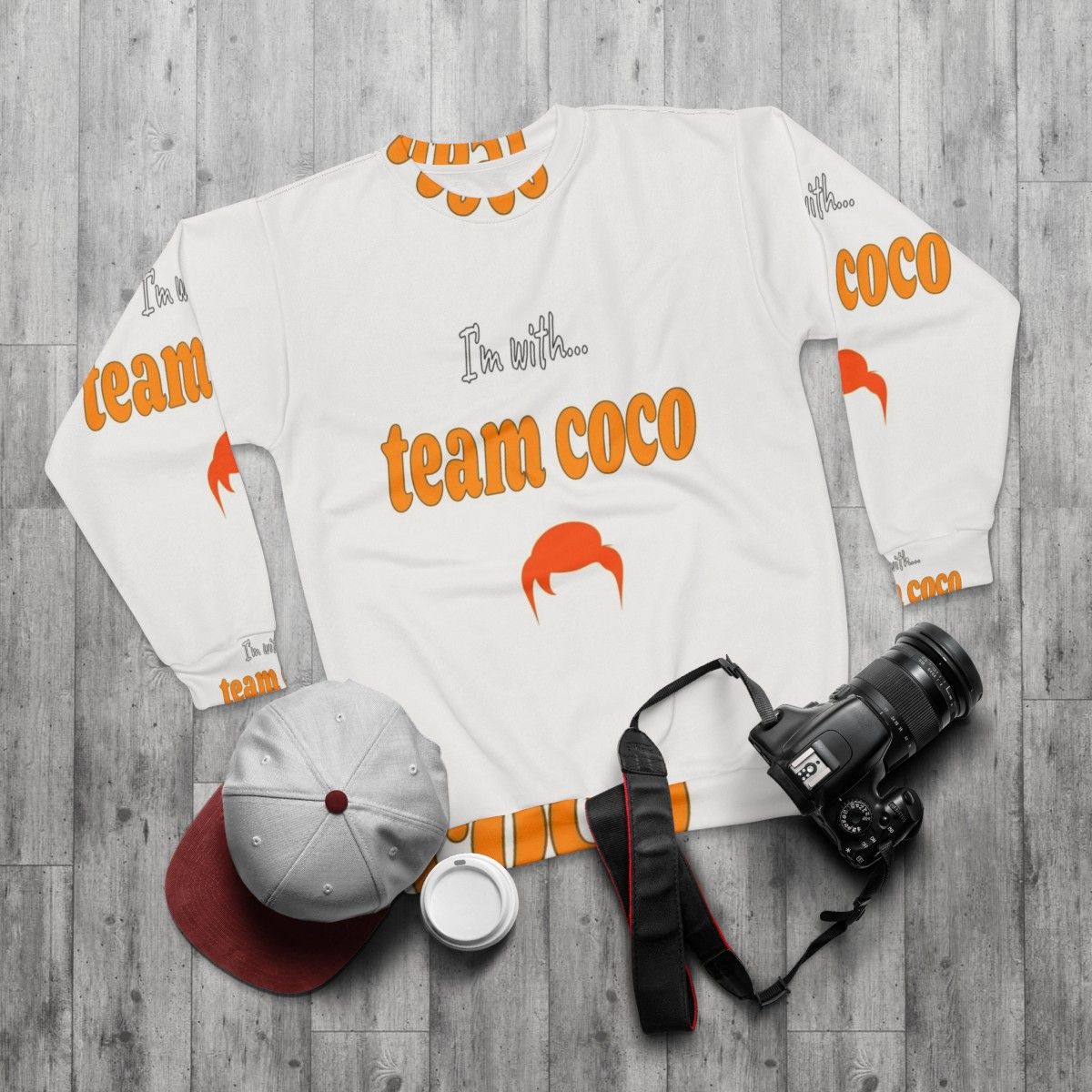 Team Coco Conan Obrien 4Eights Font Sweatshirt - flat lay