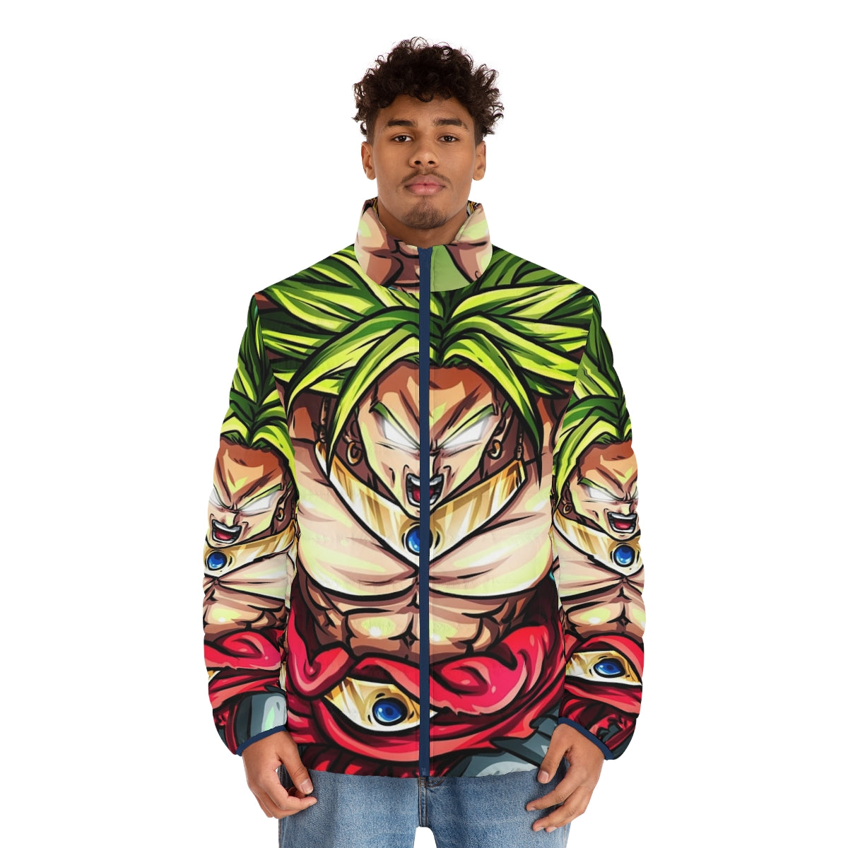 Broly Super Saiyan Puffer Jacket - Dragon Ball Inspired Anime Clothing - men front