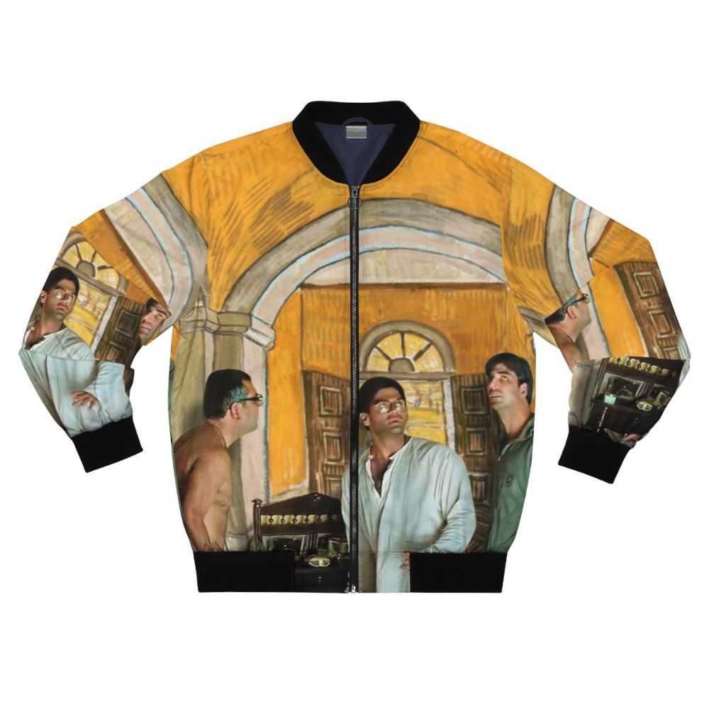 Hera Pheri x Vincent Van Gogh Bomber Jacket, featuring the iconic 'The Entrance Hall of Saint Paul Hospital' painting by Van Gogh