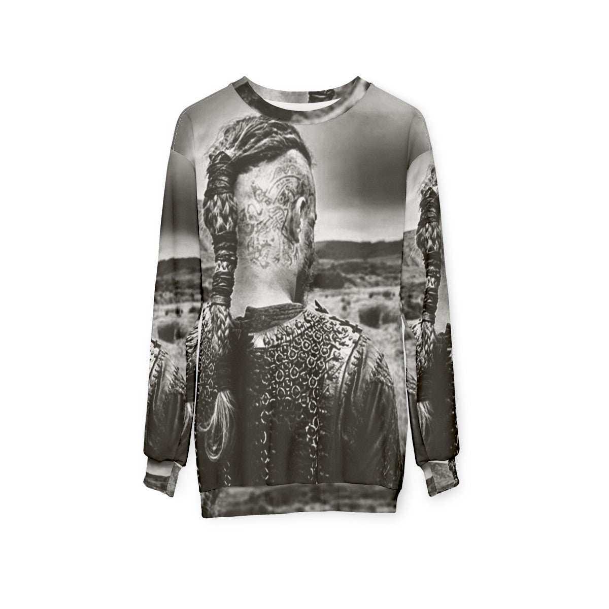 Ragnar Lothbrok Vikings TV Show Black and White Sweatshirt - hanging