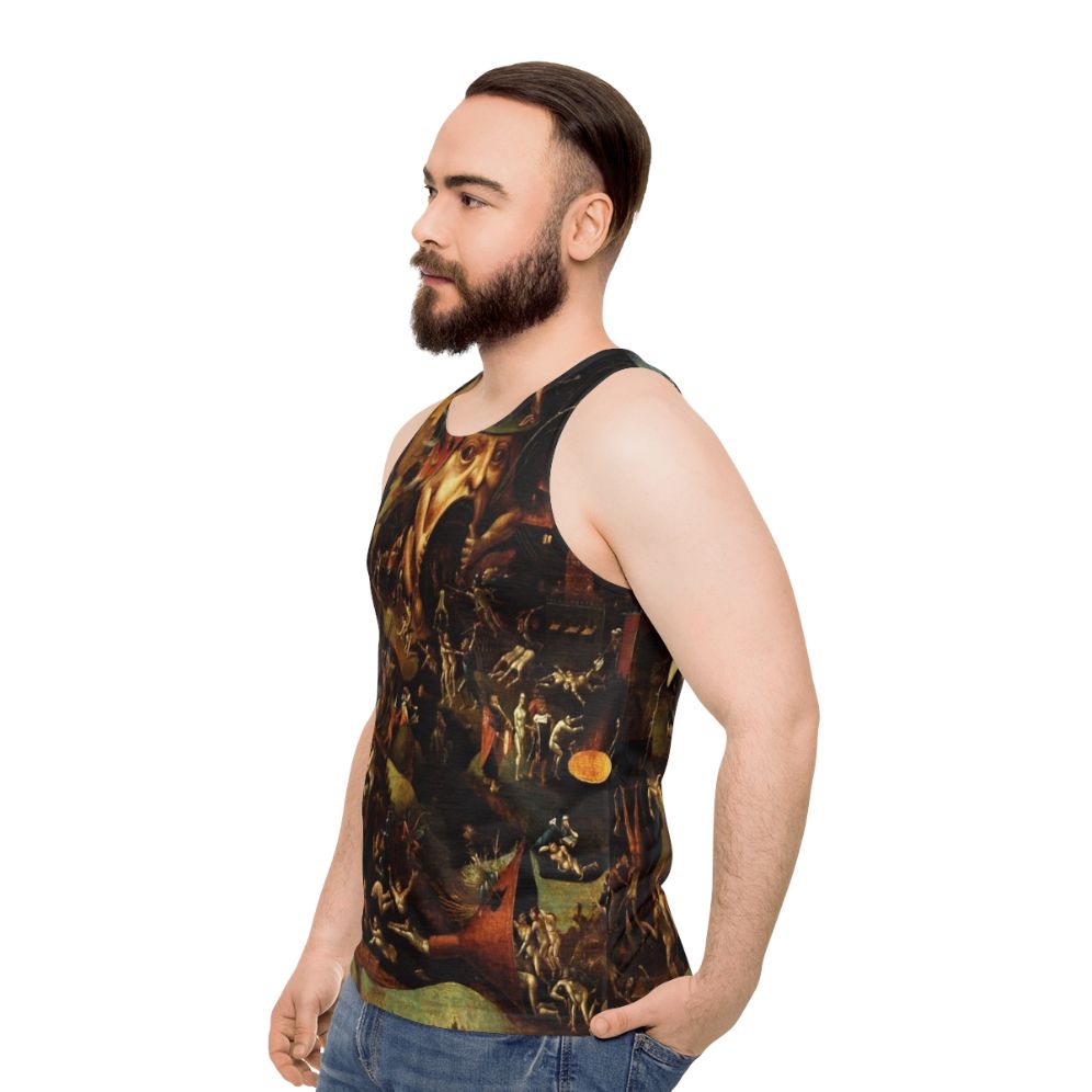 Unisex tank top featuring Hieronymus Bosch's "Christ in Limbo" painting - men side