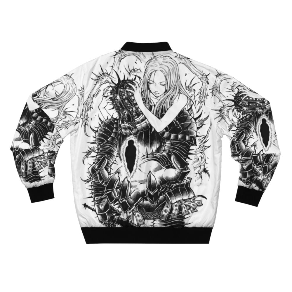 Dark Souls-inspired bomber jacket with a unique "Kirk of Thorns" design - Back