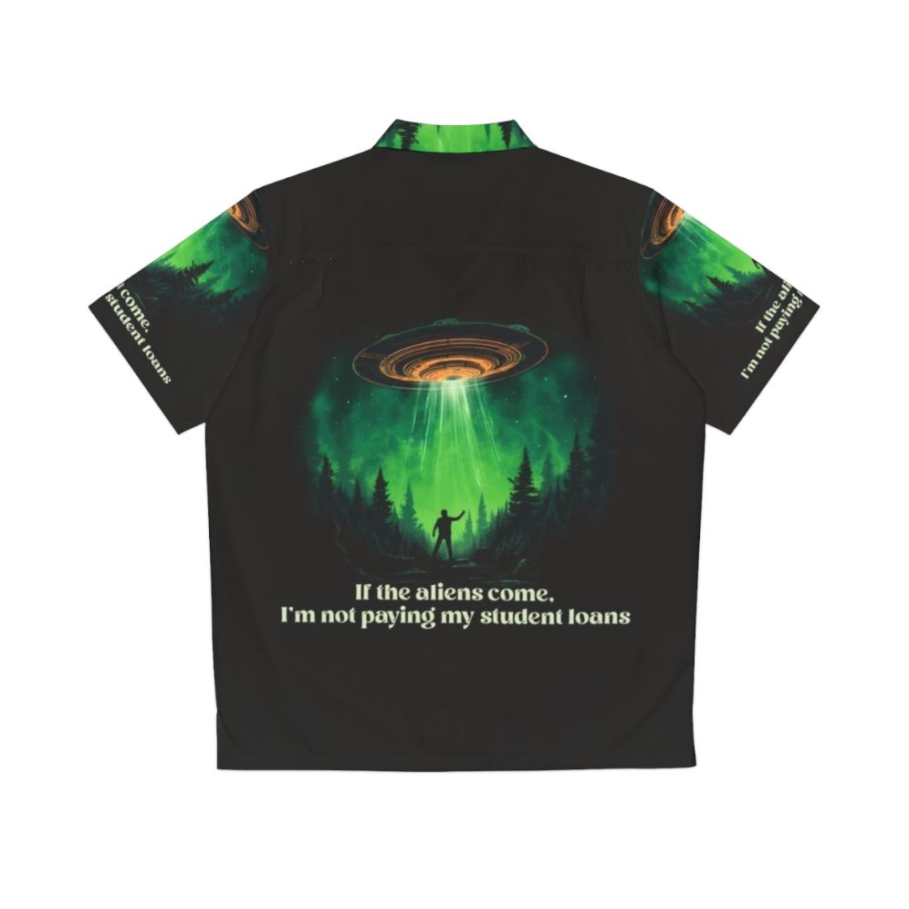 Alien Hawaiian Shirt with Student Loan Debt Free Design - Back