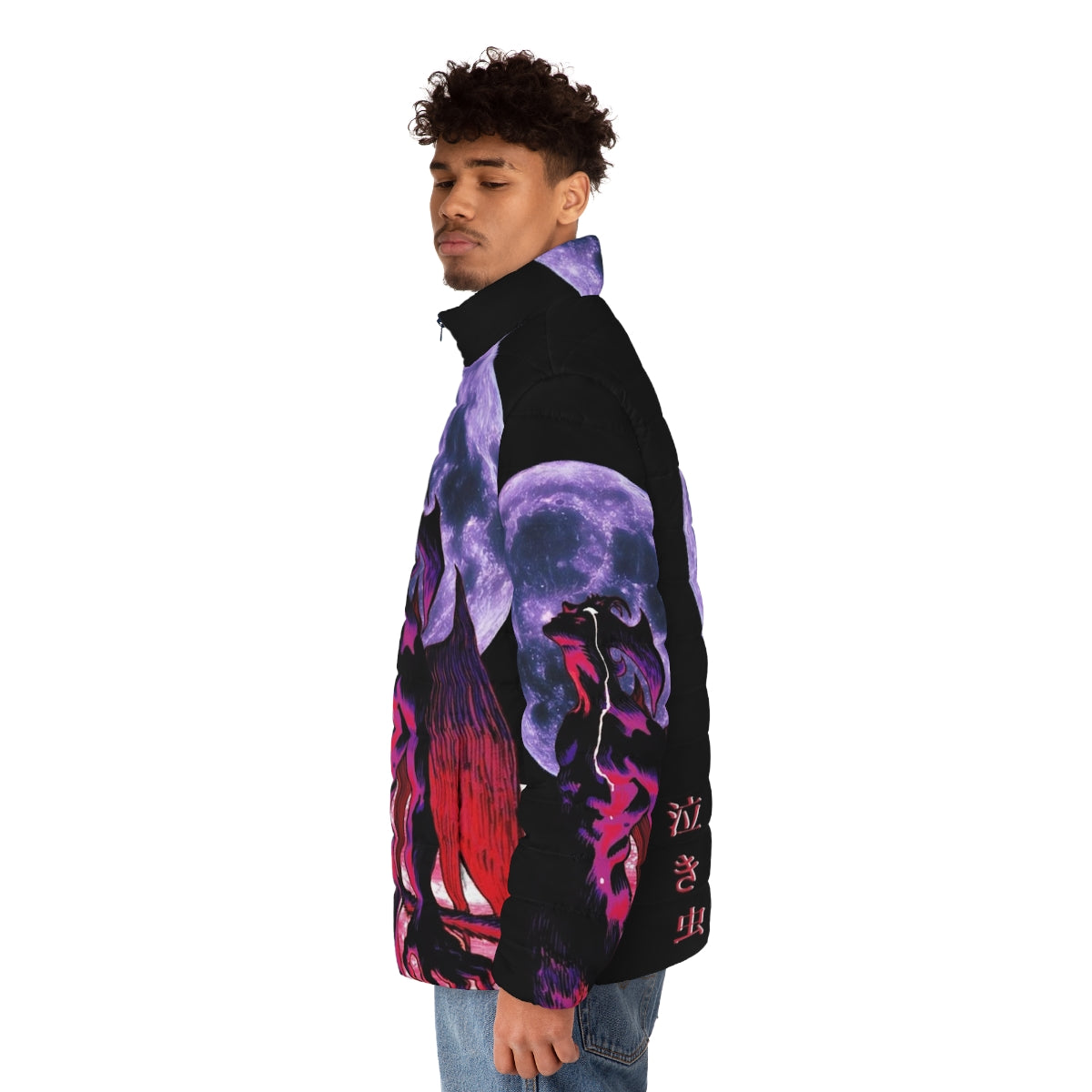 Akira Devilman Crybaby 90s Aesthetic Puffer Jacket, featuring anime-inspired design - men side left