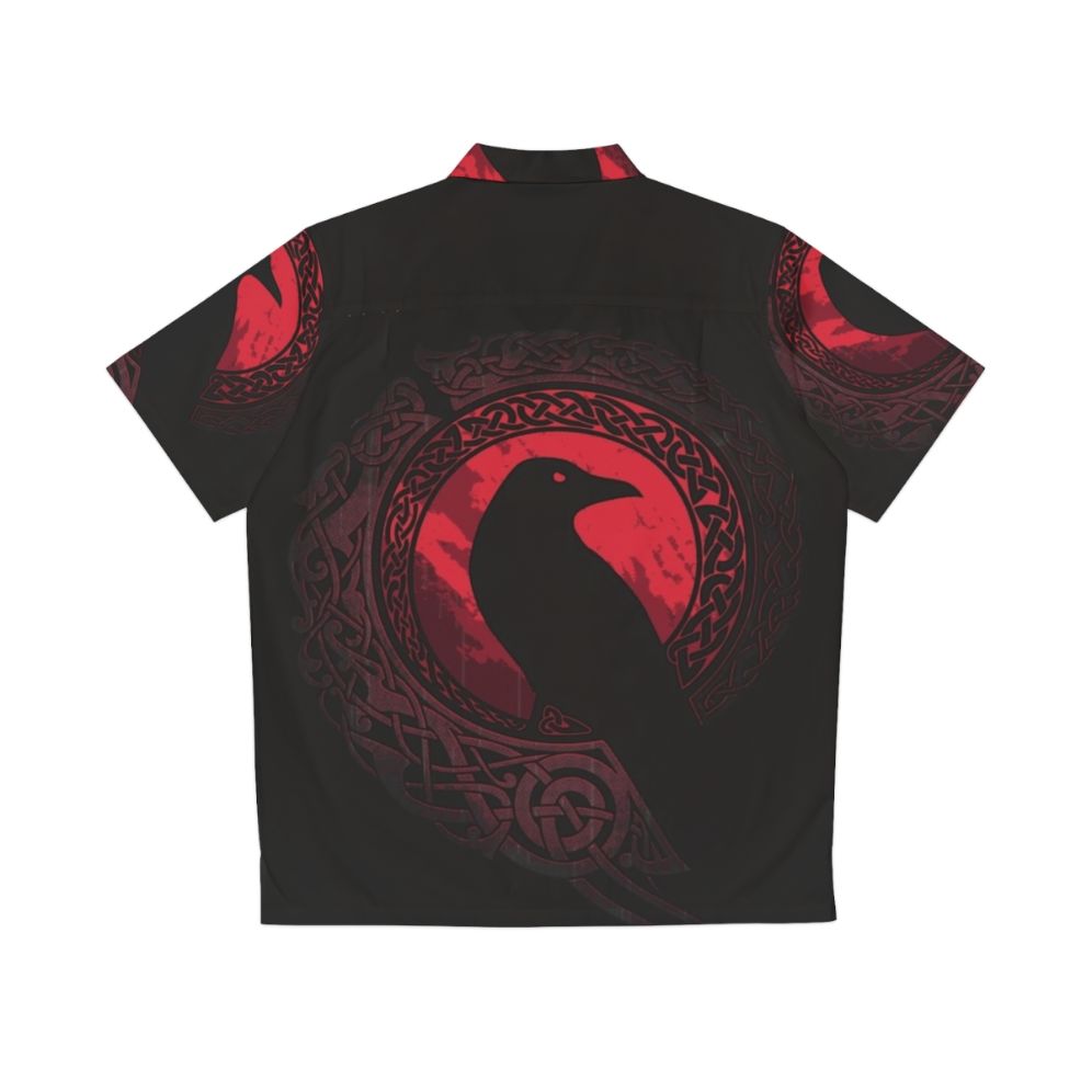 Edda Scandinavian-Inspired Hawaiian Shirt featuring raven and celtic knotwork design - Back