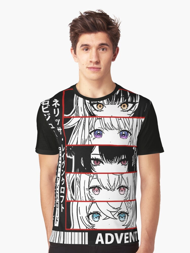 Hololive virtual youtuber graphic t-shirt featuring Hololive English characters - Men