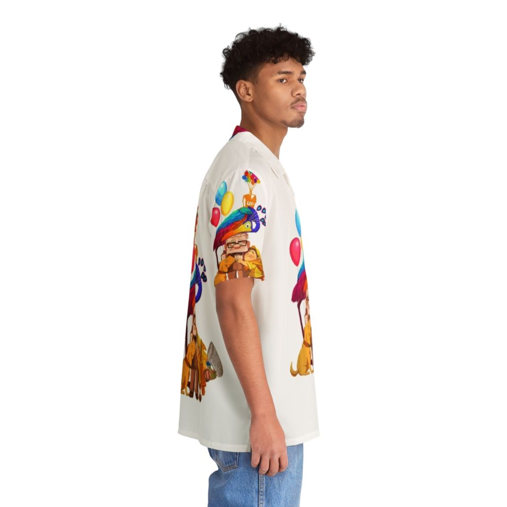 Colorful Hawaiian shirt featuring hot air balloons, inspired by the Pixar film 'Up' - People Pight