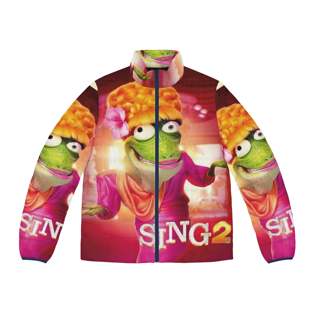 Sing 2 puffer jacket featuring characters from the animated movie