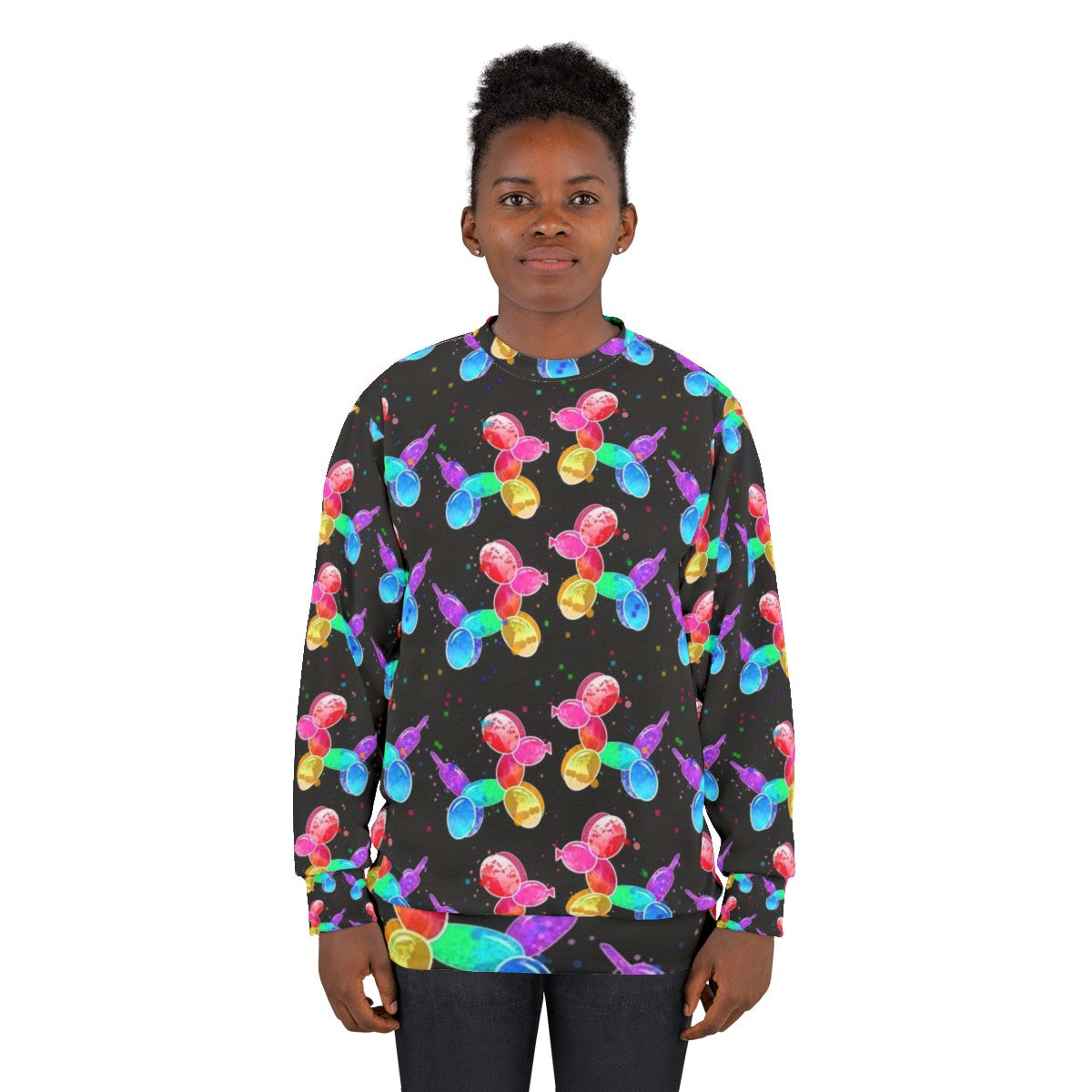 Watercolor balloon dogs sweatshirt - women