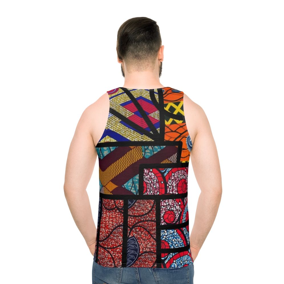 Vibrant African print unisex tank top - men back