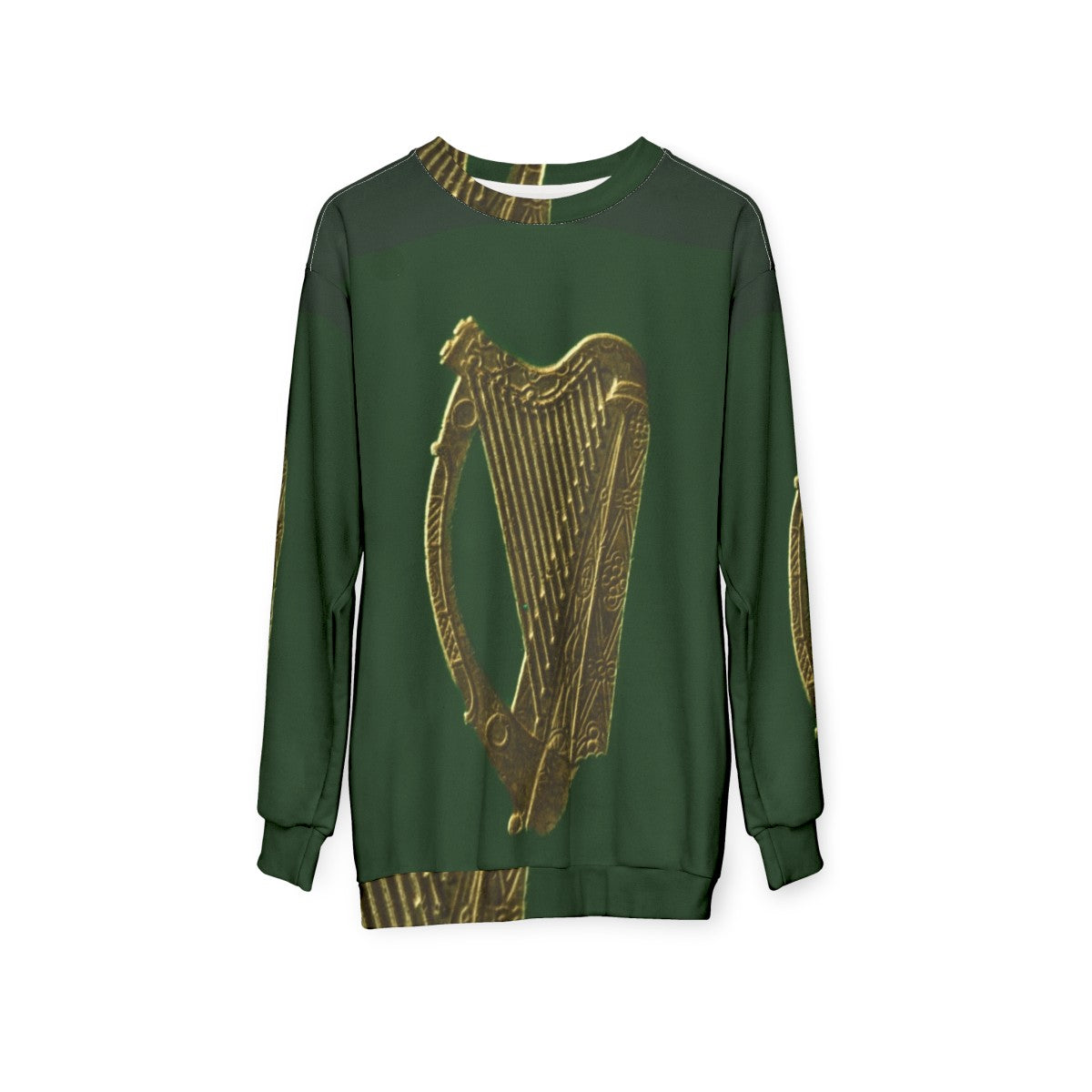 Green Irish Celtic Harp Sweatshirt - hanging