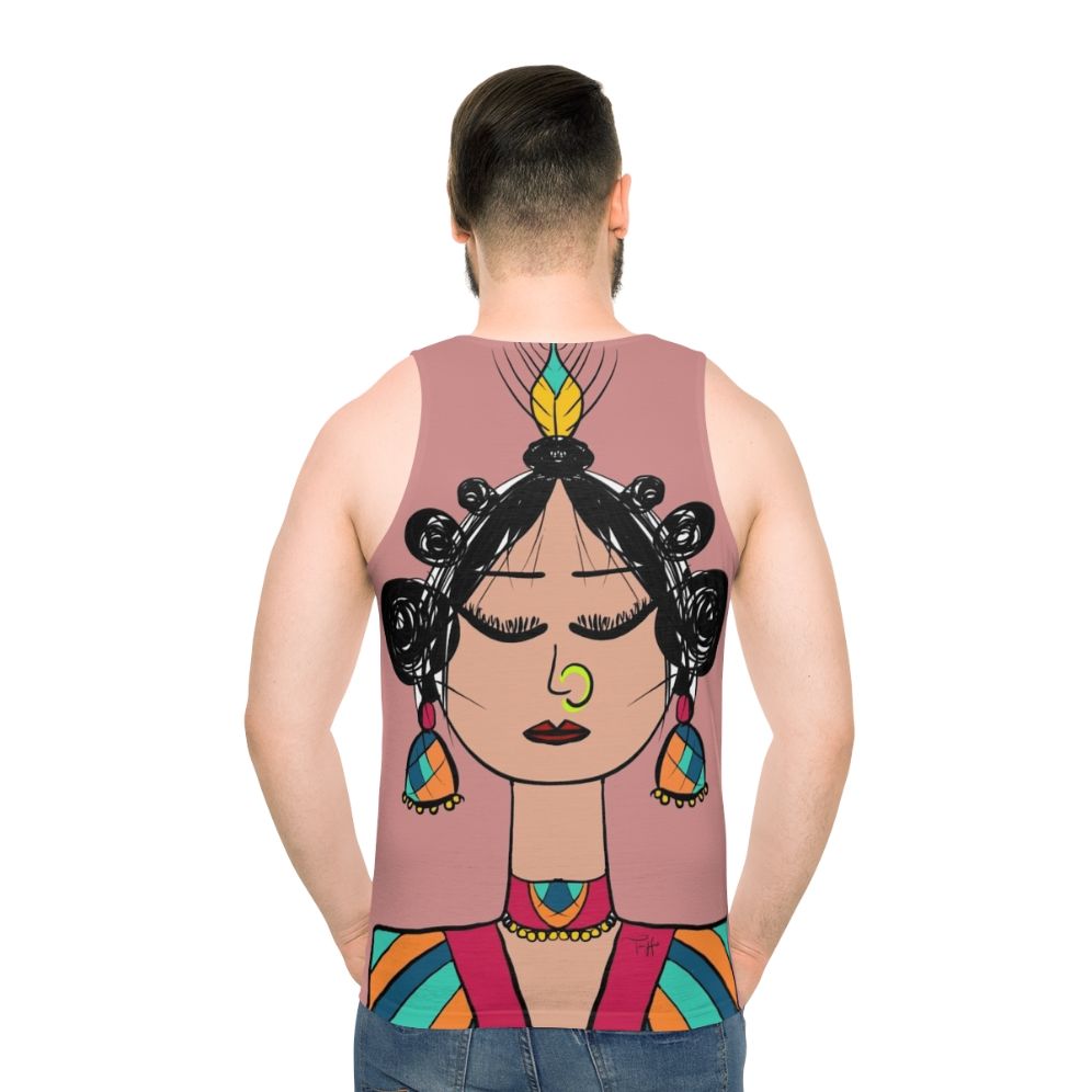 Whimsical diva doll unisex geometric tank top - men back