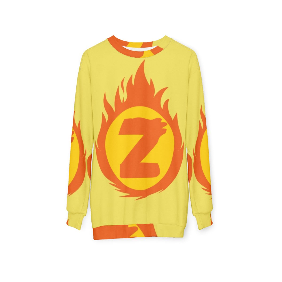 Superhero letter Z fiery insignia sweatshirt - hanging