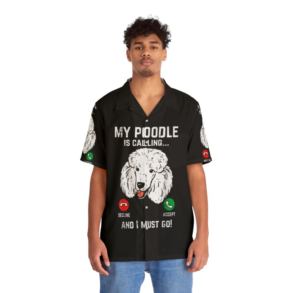 Poodle Hawaiian shirt with a funny poodle design - People Front