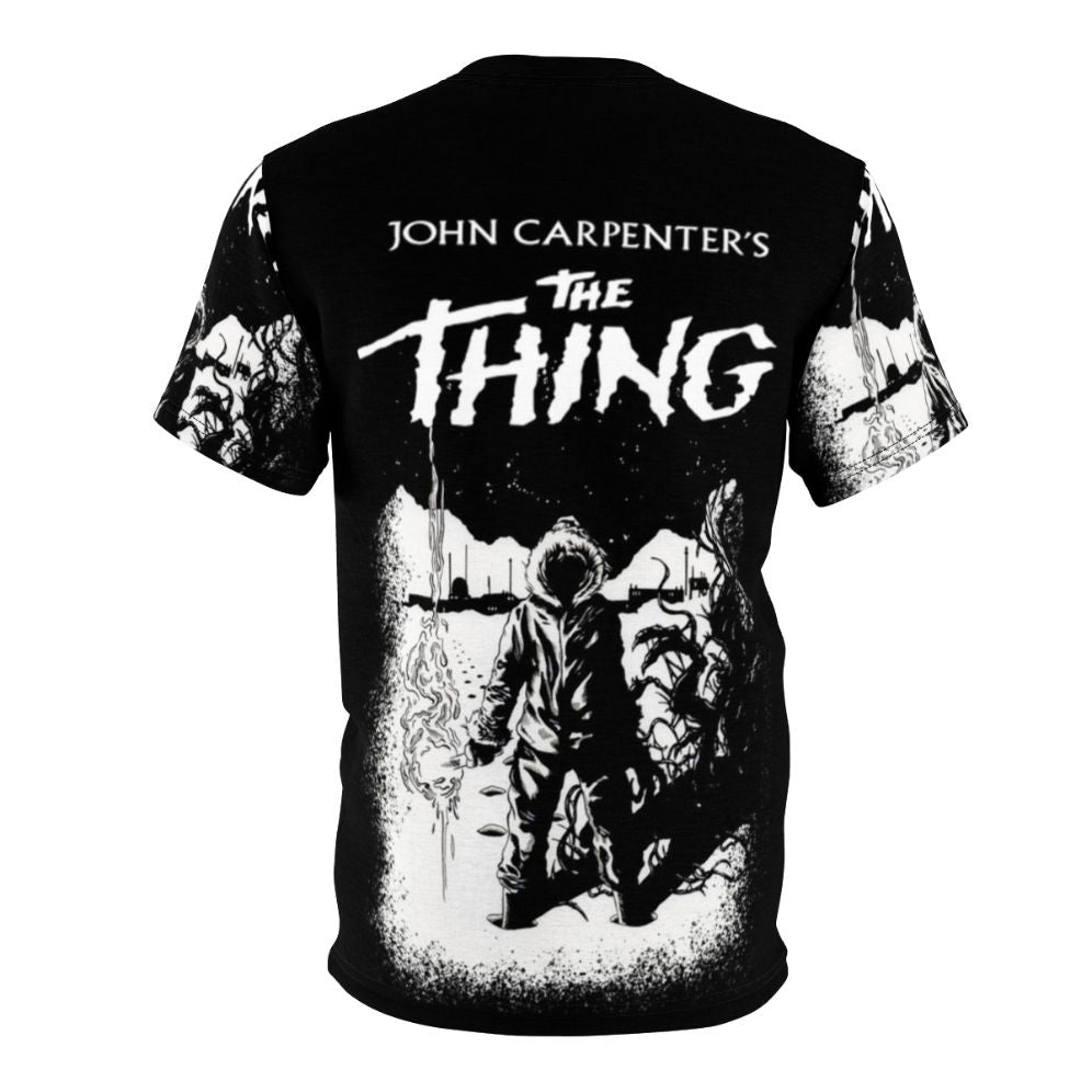 Vintage-style t-shirt inspired by the 1982 cult classic horror film "The Thing" directed by John Carpenter - Back