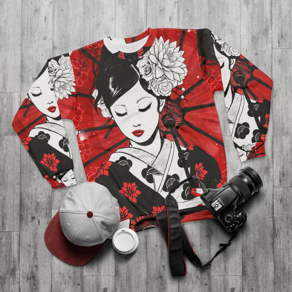 Geisha Japan Collection Graphic Sweatshirt - flat lay